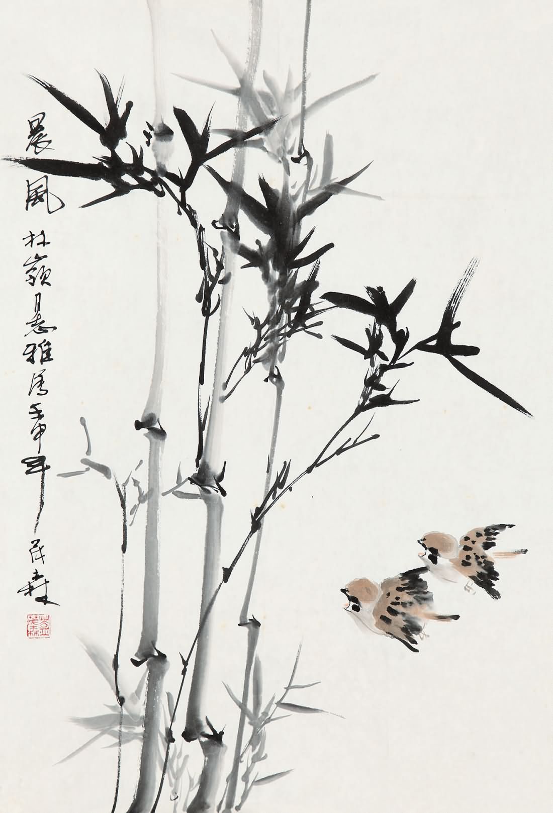 竹雀图