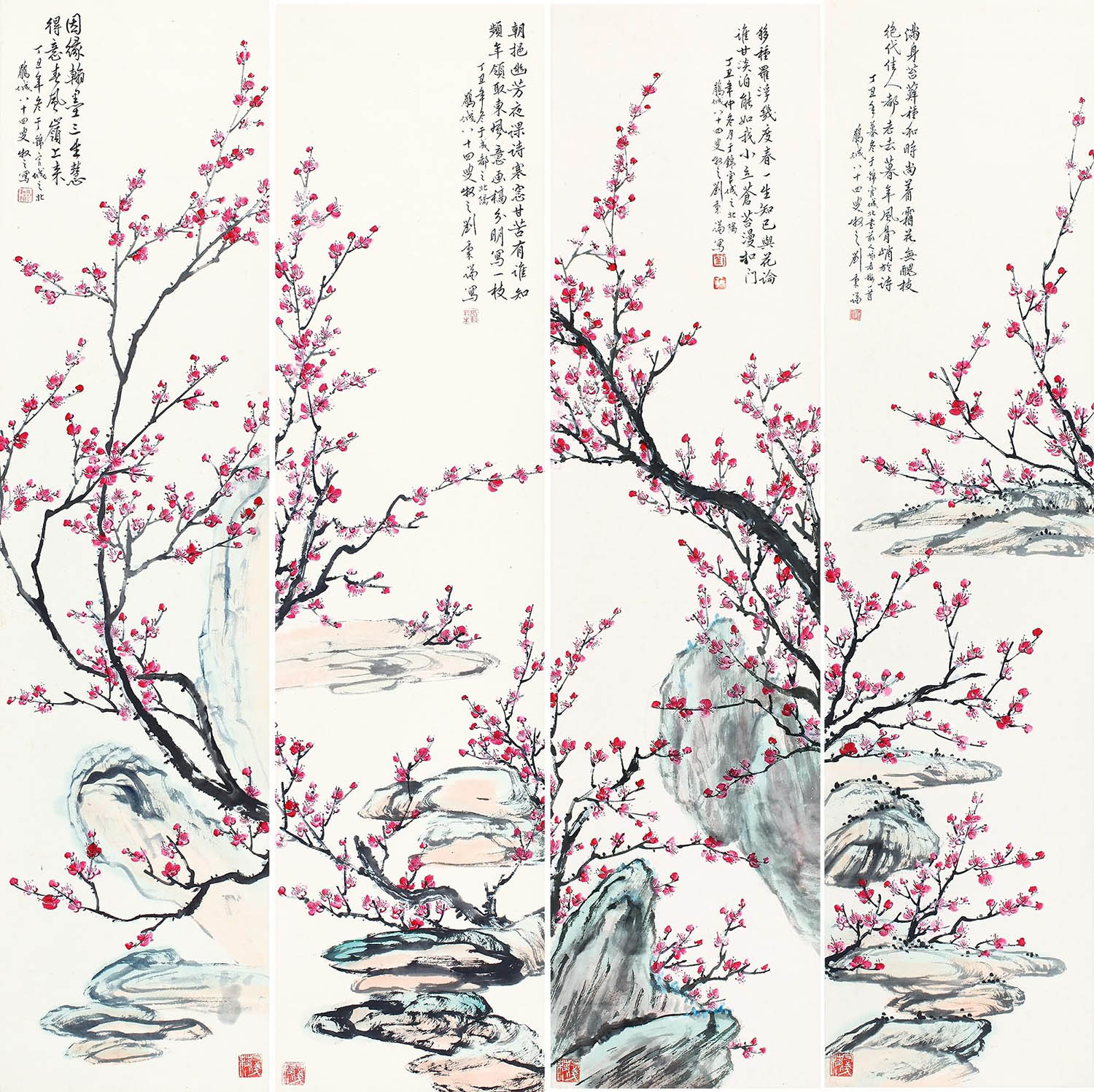 梅花四条屏