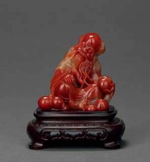 寿山红花芙蓉石“寿星”摆件