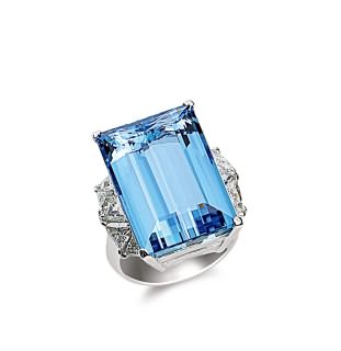Jupique设计24.41克拉海蓝宝配钻石戒指