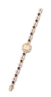 萧邦女装18K黄金配蓝宝石及钻石手表,出品年份1970