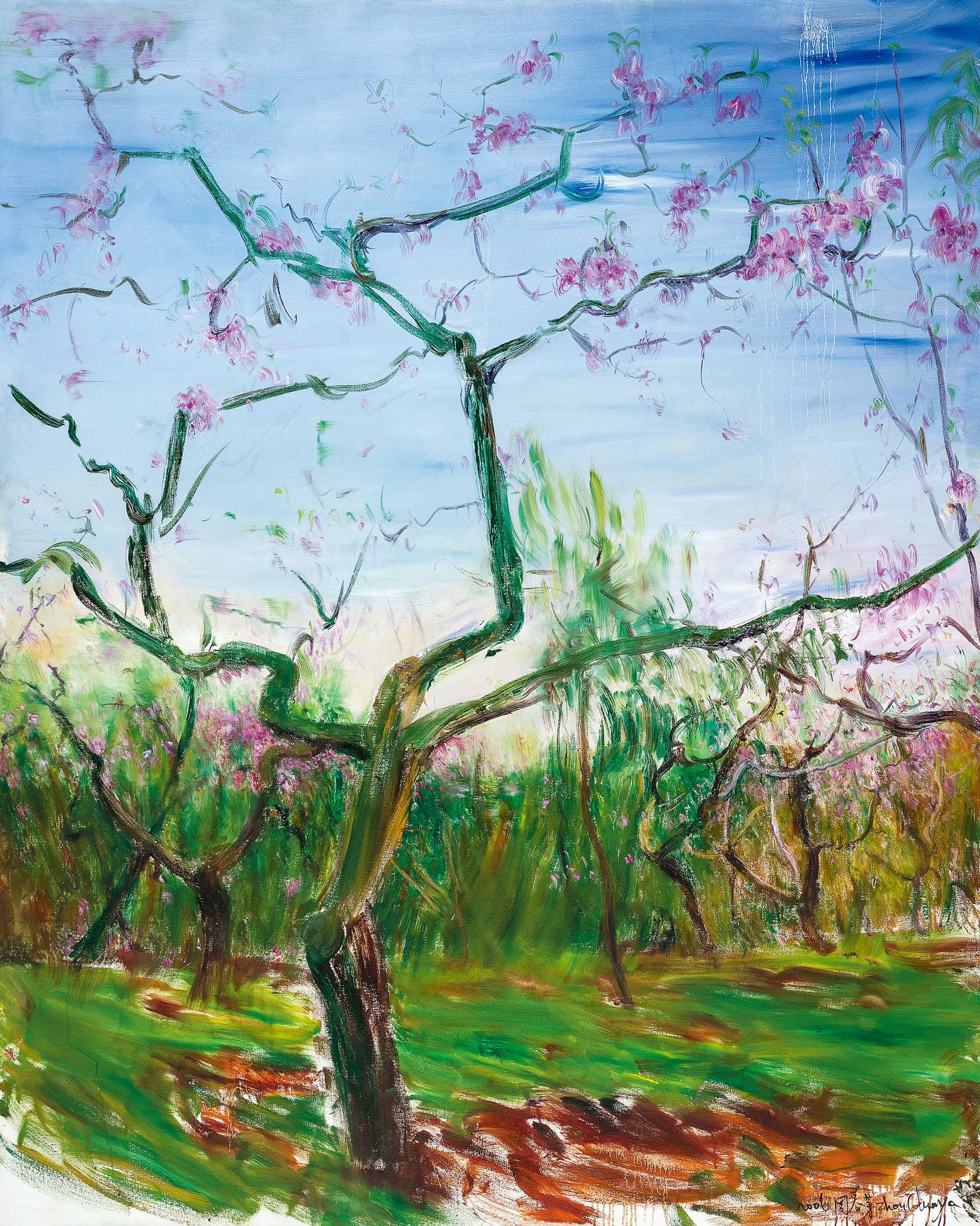 周春芽-桃花风景系列-龙泉山拍卖预展,周春芽作品拍卖估价,北京匡时